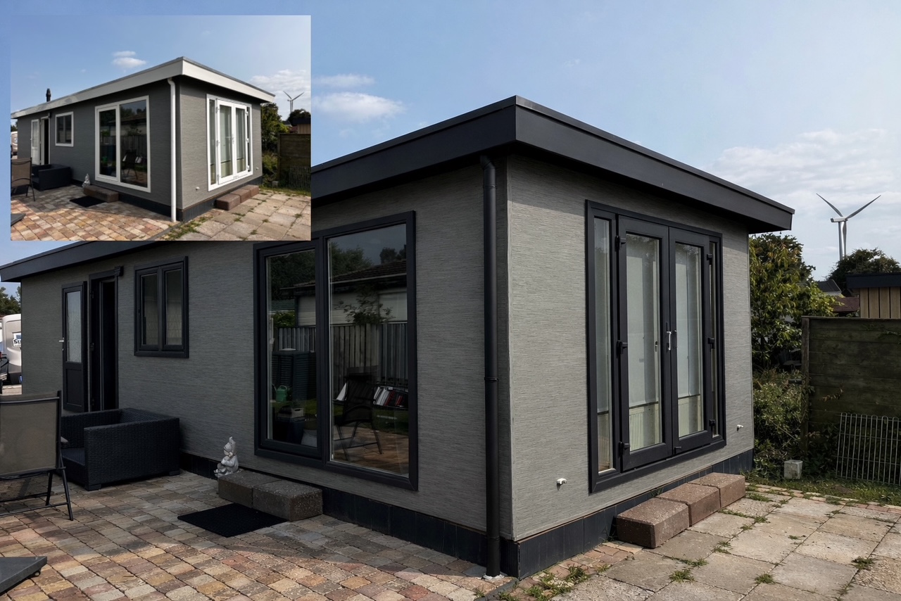 Voor en na kozijnen wrappen (buitenzijde)